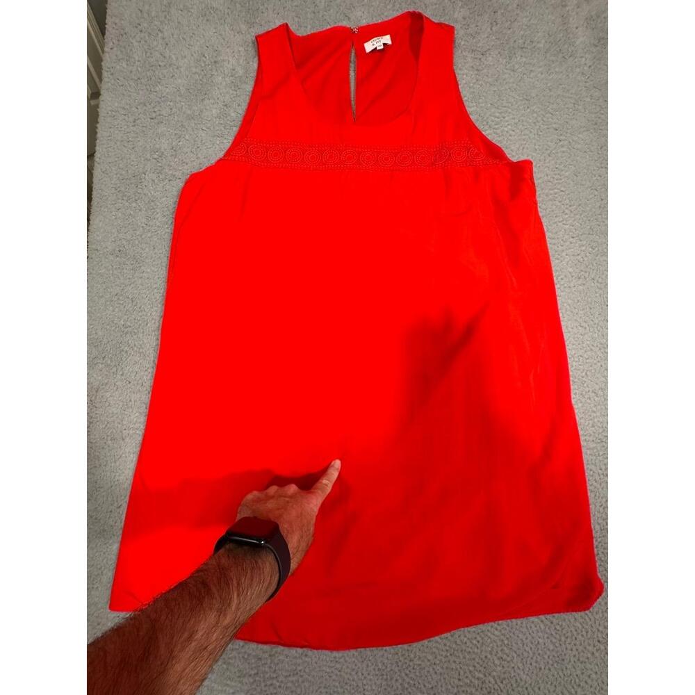 Crown &Ivy Dress Size Extra Large Red Sleeveless Round Neck Summer Chic Polished - Picture 4 of 11